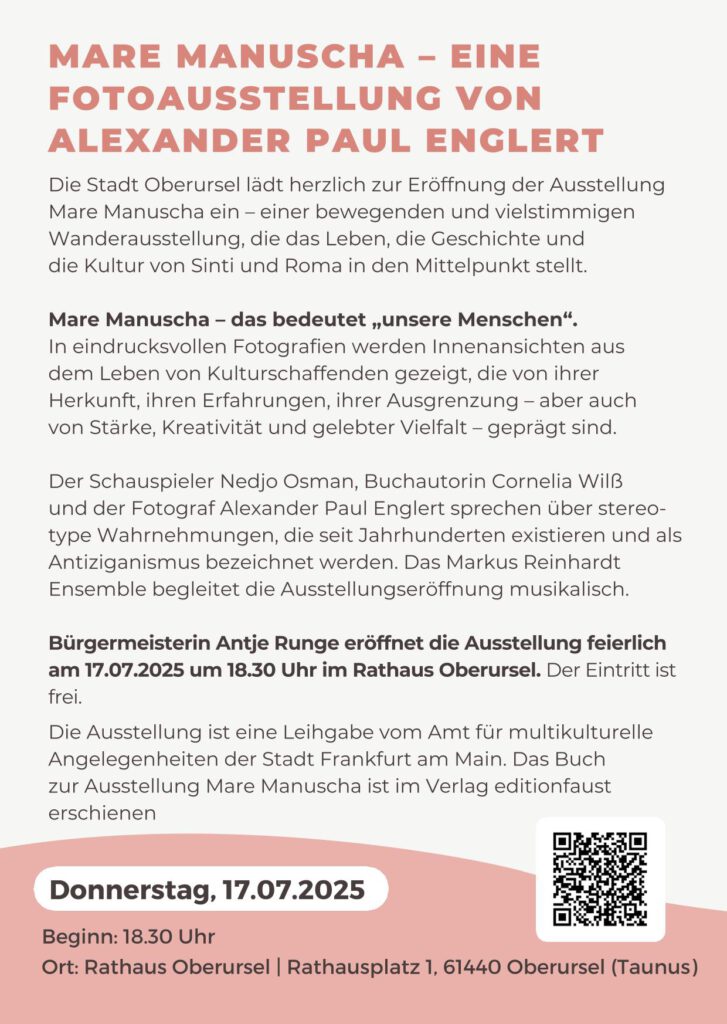 Flugblatt Ausstellung Mare Manuscha, Seite 1